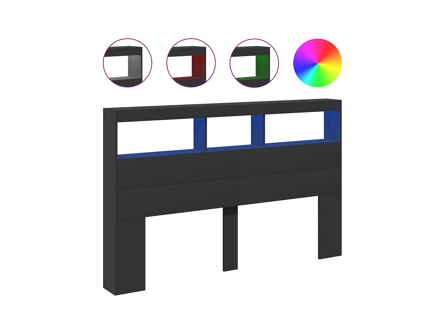 Kopfteil Kleiderschrank mit LED schwarz 160x17x102 cm