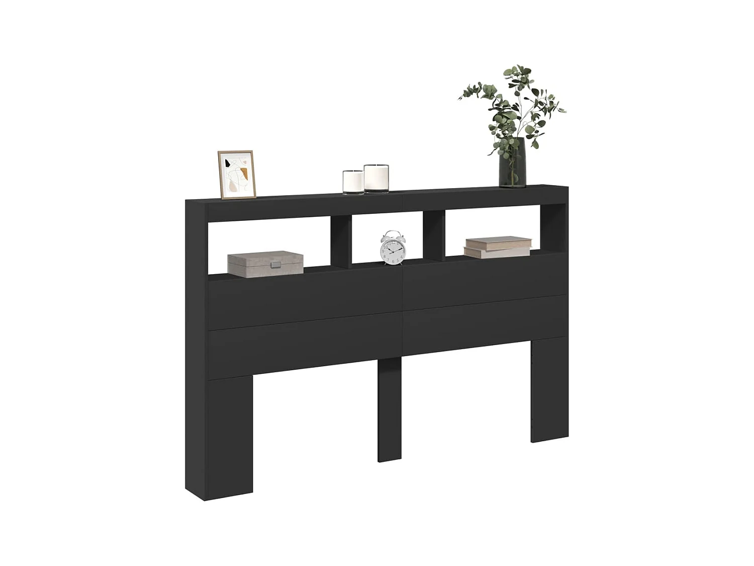 Kopfteil Kleiderschrank mit LED schwarz 160x17x102 cm