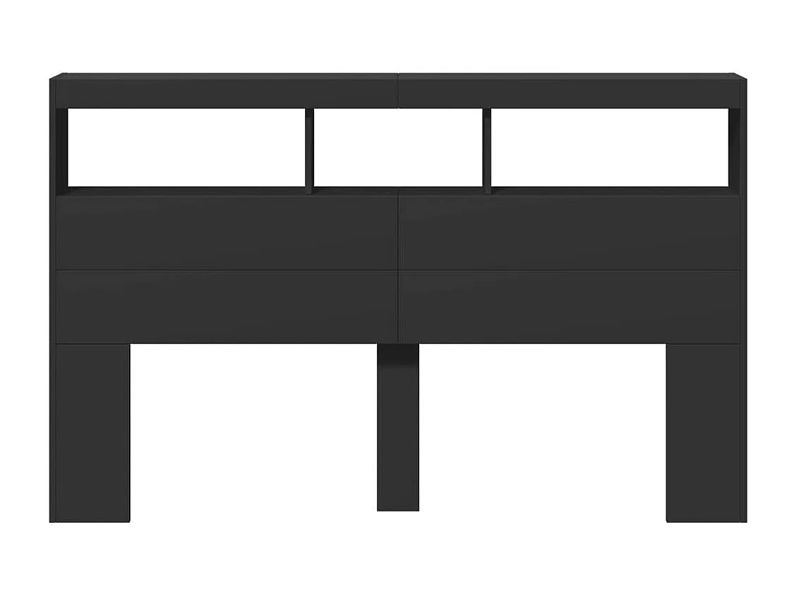 Kopfteil Kleiderschrank mit LED schwarz 160x17x102 cm