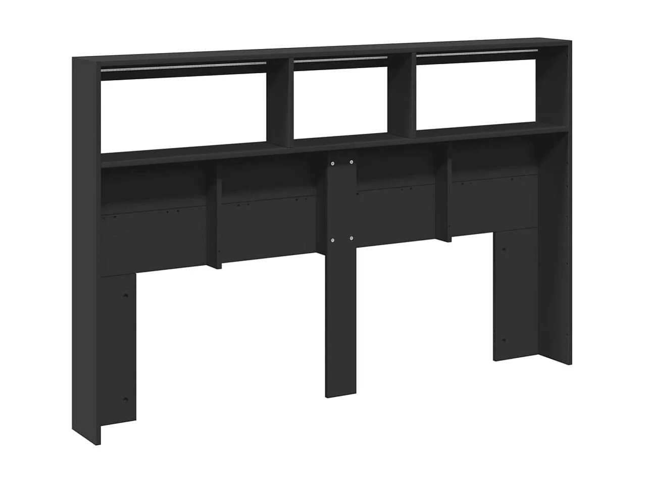 Kopfteil Kleiderschrank mit LED schwarz 160x17x102 cm