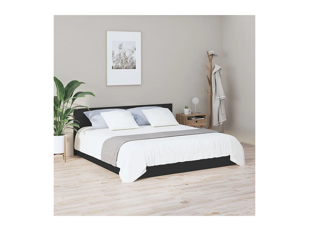 Tête de lit Noir 200x1,5x80 cm Bois d'ingénierie