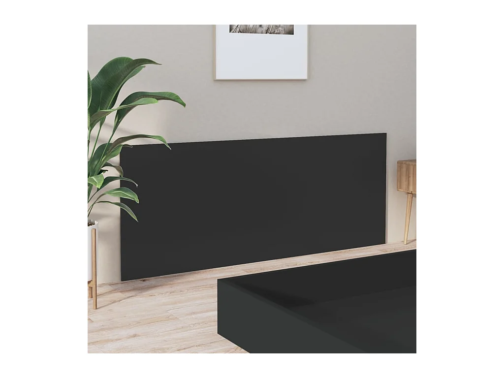 Tête de lit Noir 200x1,5x80 cm Bois d'ingénierie