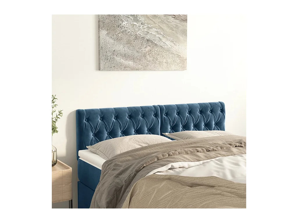 Hoofdborden 2 stuks Donkerblauw 80x7x78/88 cm Fluweel