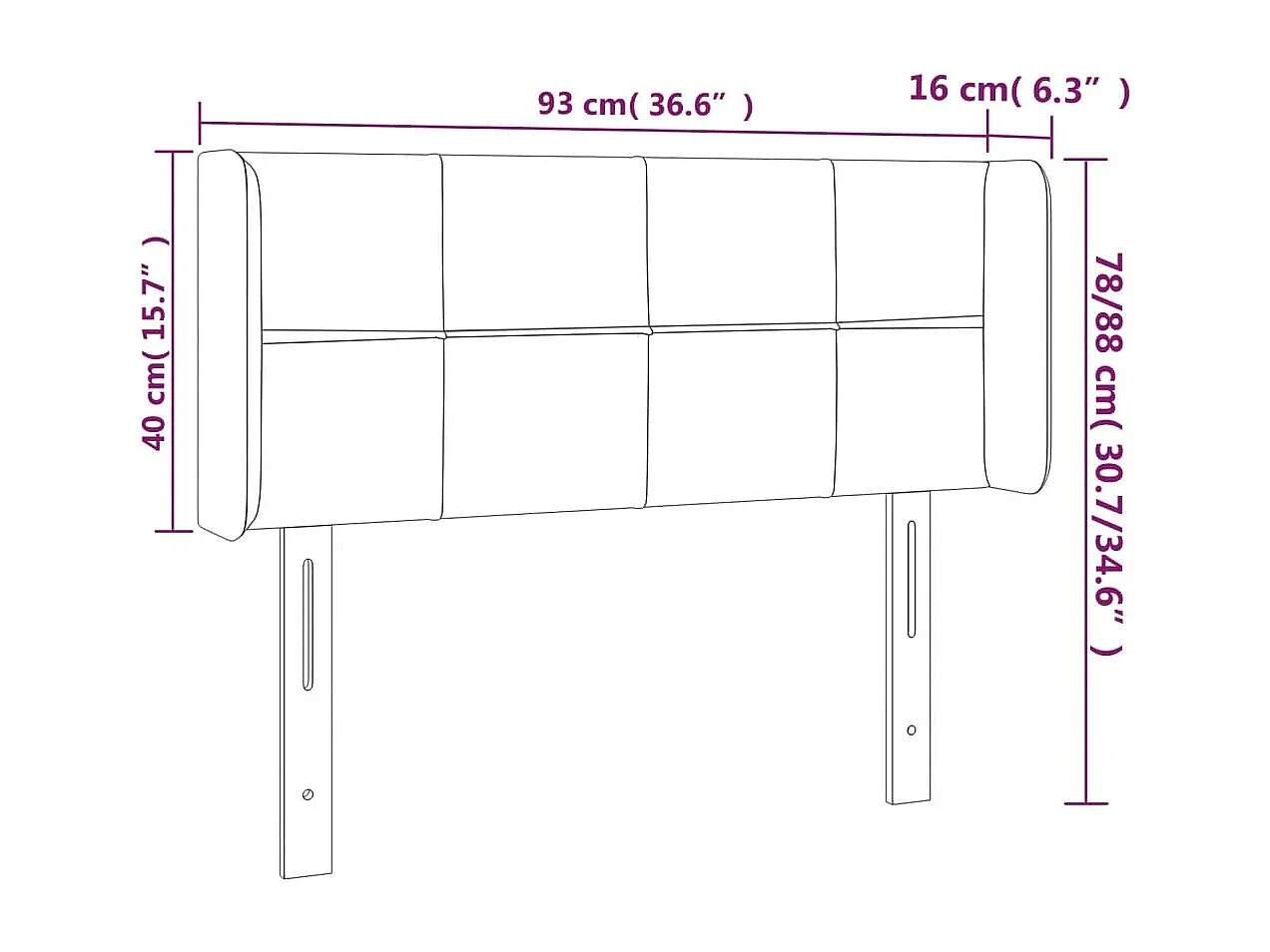 Hoofdbord met vleugels Donkerblauw 93x16x78/88 cm Fluweel
