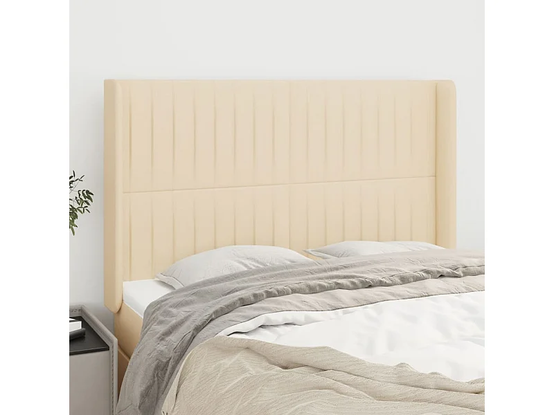 Tête de lit avec oreilles Crème 147x16x118/128 cm Tissu