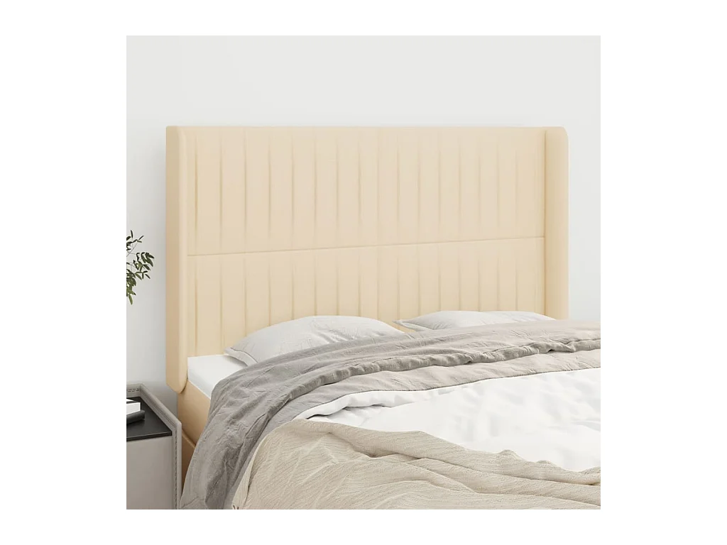 Cabecero con alas Crema 147x16x118/128 cm Tela