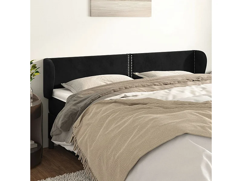 Kopfteil mit Flügeln Schwarz 163x23x78/88 cm Samt