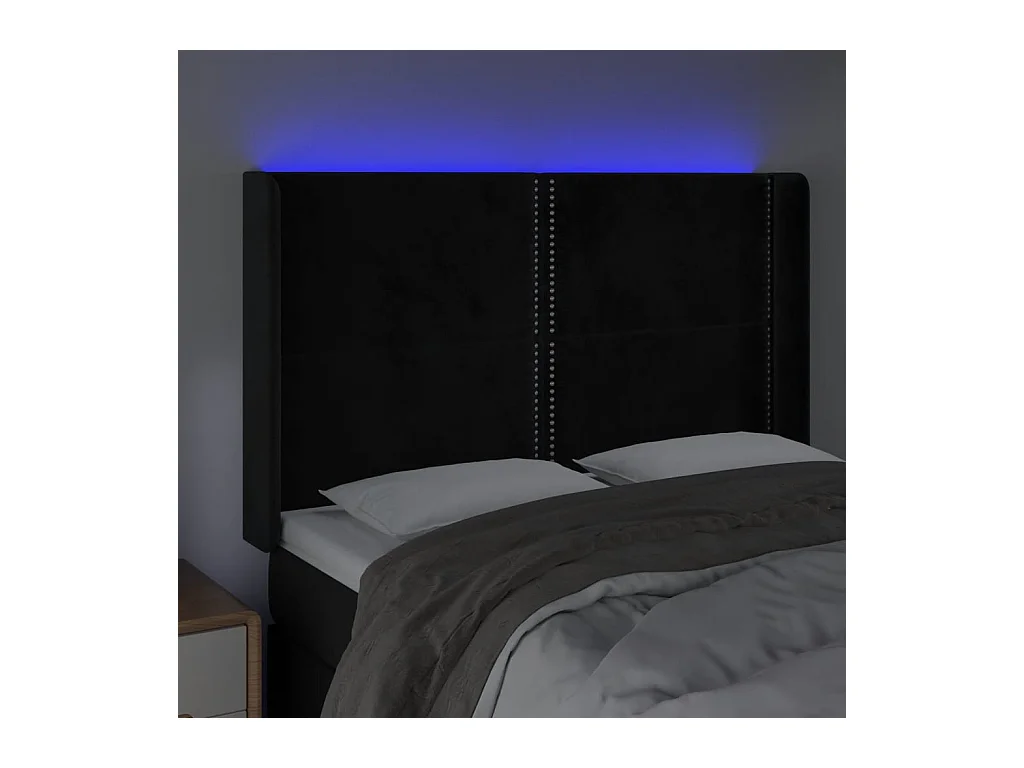 Cabecero LED Negro 147x16x118/128 cm Terciopelo