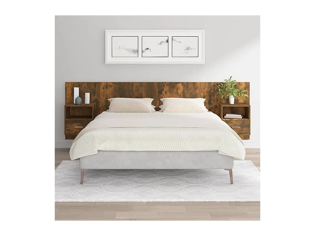 Cabecero con armarios Roble ahumado Madera de ingeniería