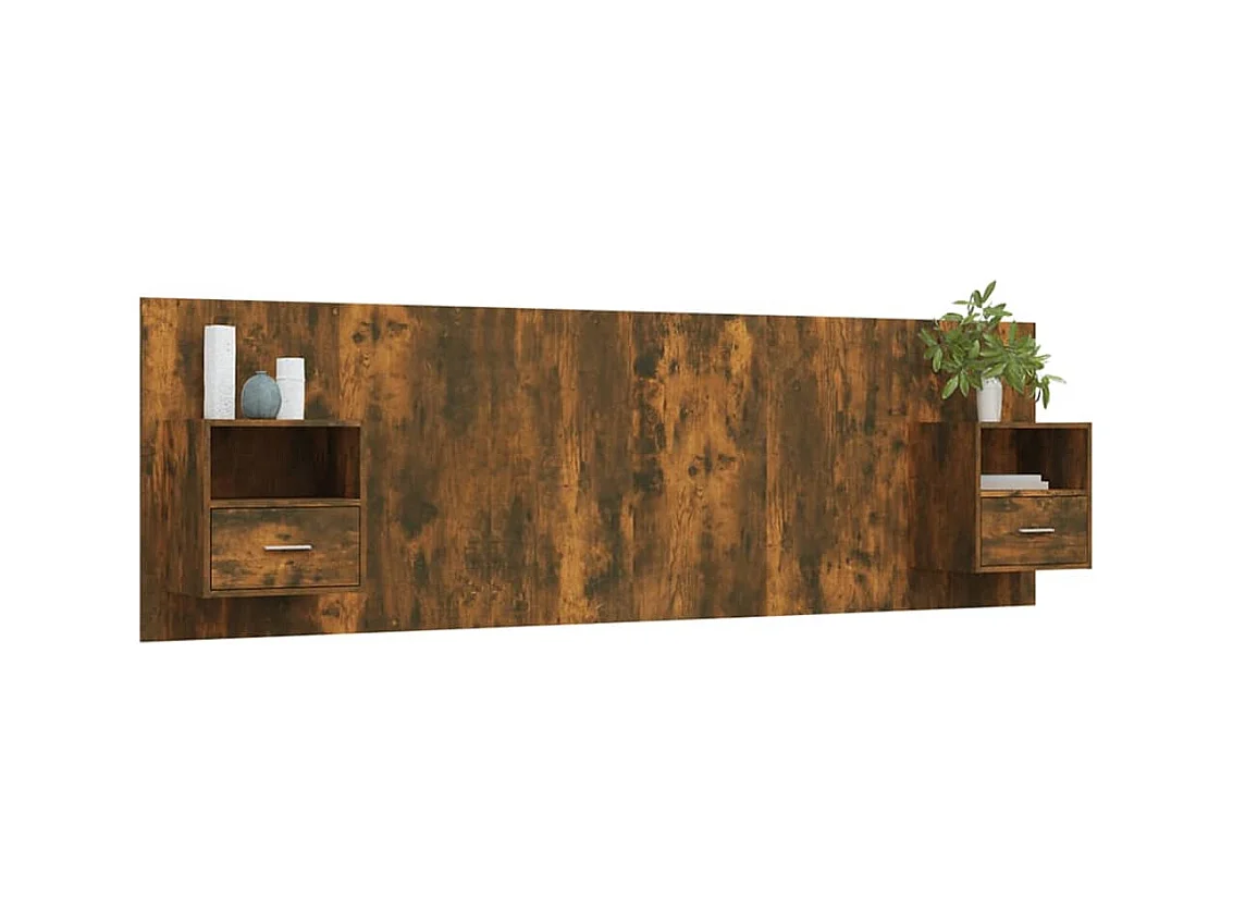 Cabecero con armarios Roble ahumado Madera de ingeniería