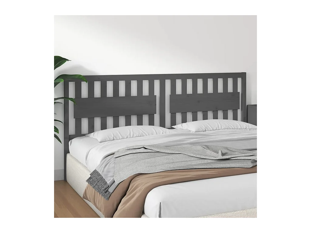 Graues Kopfteil 205,5 x 4 x 100 cm Massivholz Kiefer