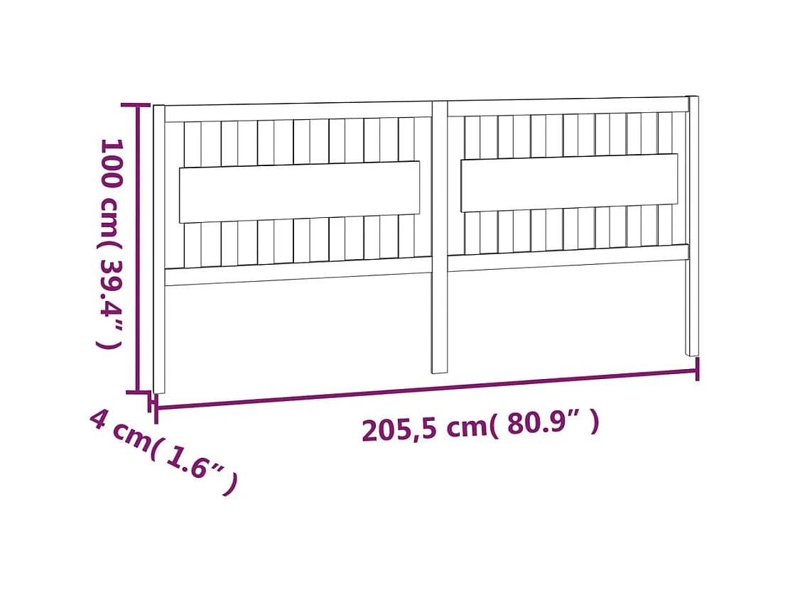 Graues Kopfteil 205,5 x 4 x 100 cm Massivholz Kiefer