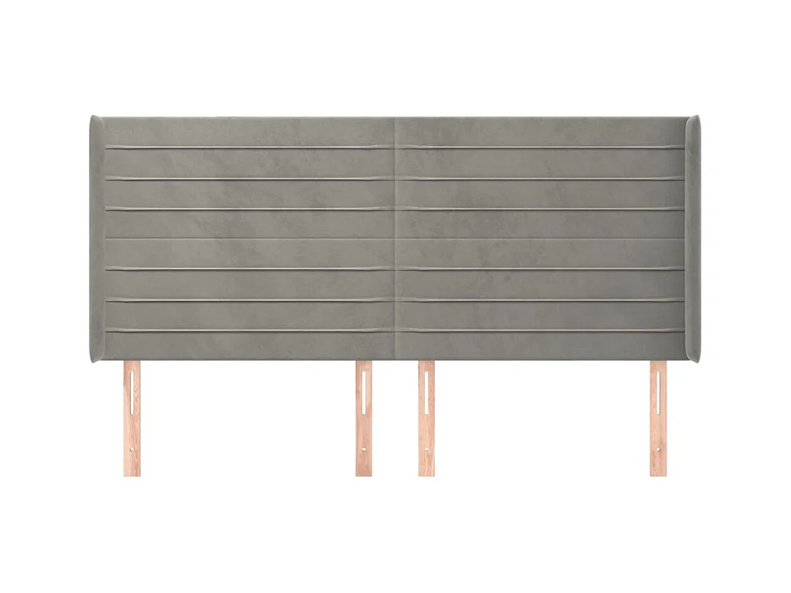 Tête de lit avec oreilles Gris clair 203x16x118/128 cm Velours