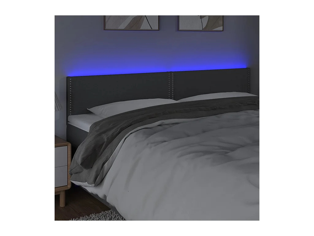 LED Hoofdbord Donkergrijs 200x5x78/88 cm Stof