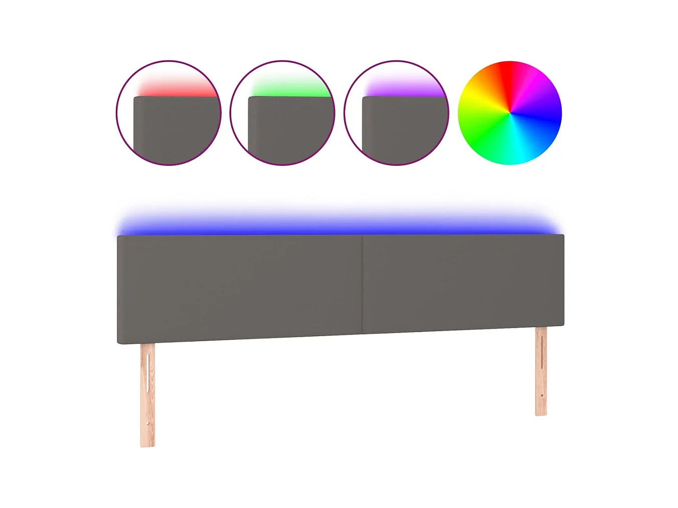 LED Hoofdbord Grijs 200x5x78/88 cm Kunstleer