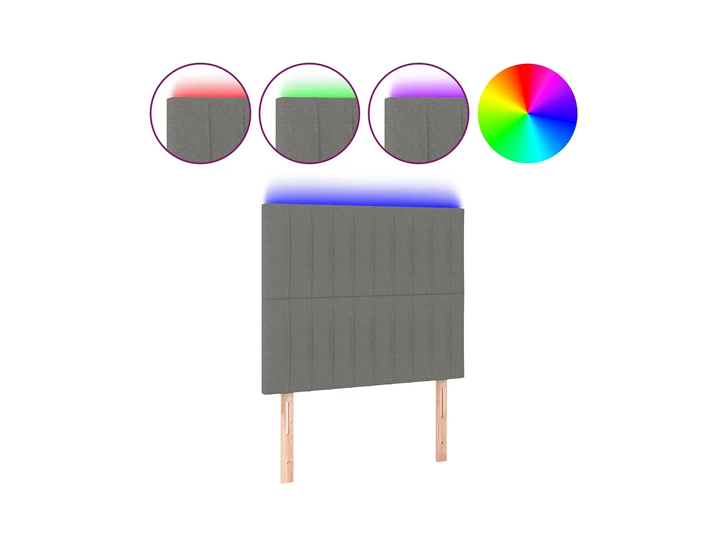 LED hoofdbord Donkergrijs 90x5x118/128 cm Stof