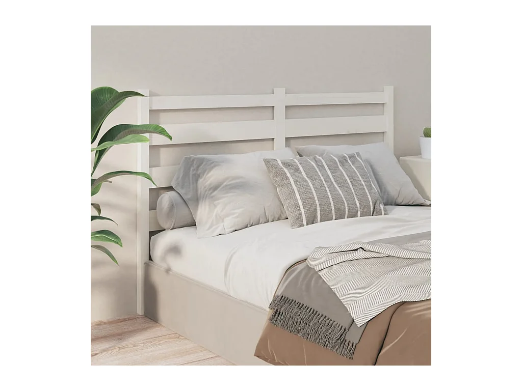 Wit hoofdeinde 126x4x100 cm Massief grenenhout