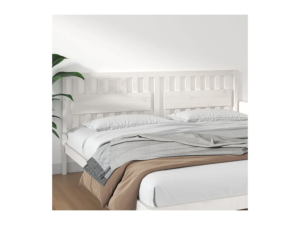 Wit hoofdbord 205,5x4x100 cm Massief grenenhout