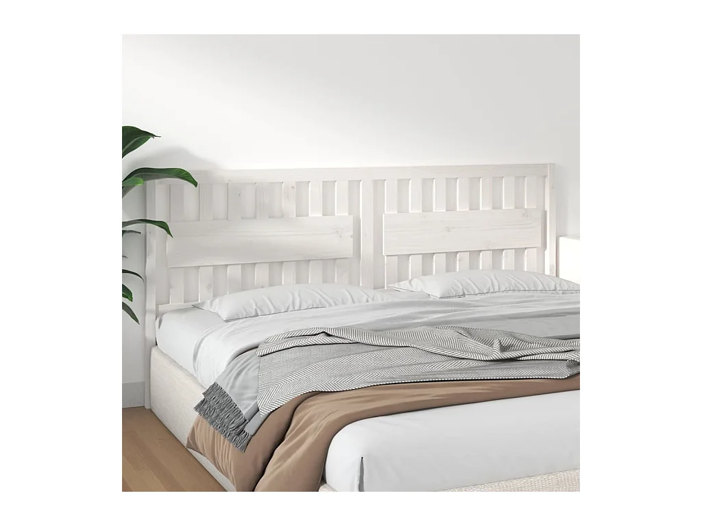 Wit hoofdbord 205,5x4x100 cm Massief grenenhout