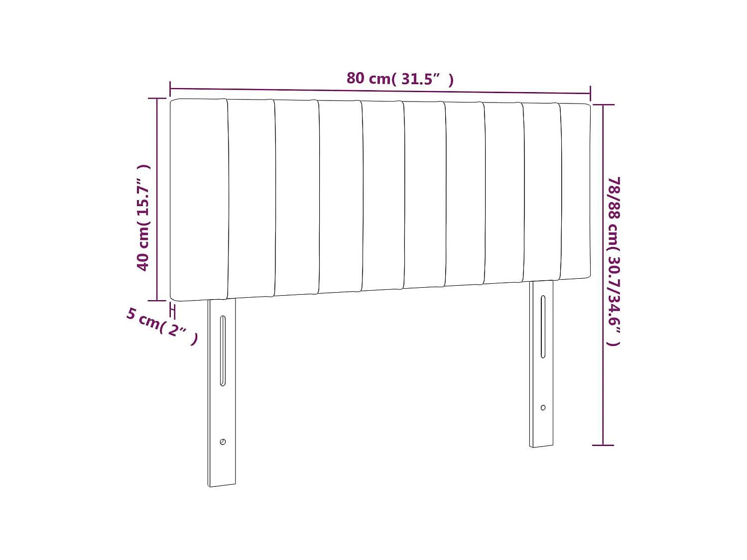 Testiera crema 80x5x78/88 cm Tessuto