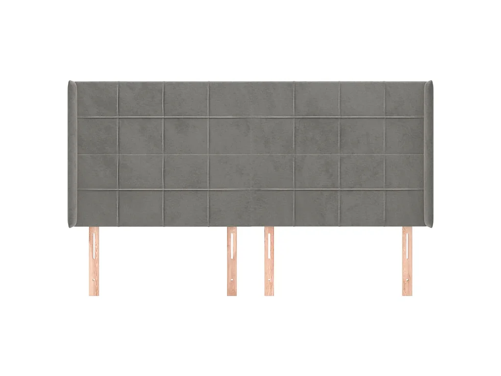 Hoofdbord met vleugels Lichtgrijs 203x16x118/128 cm Fluweel