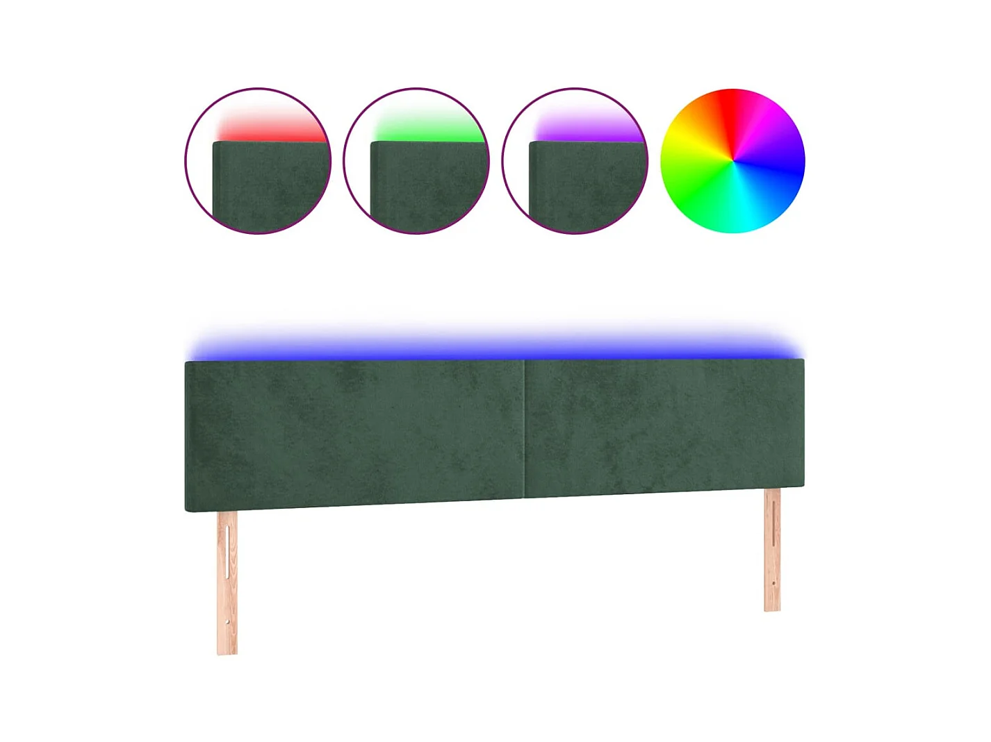 LED Hoofdbord Donkergroen 200x5x78/88 cm Fluweel