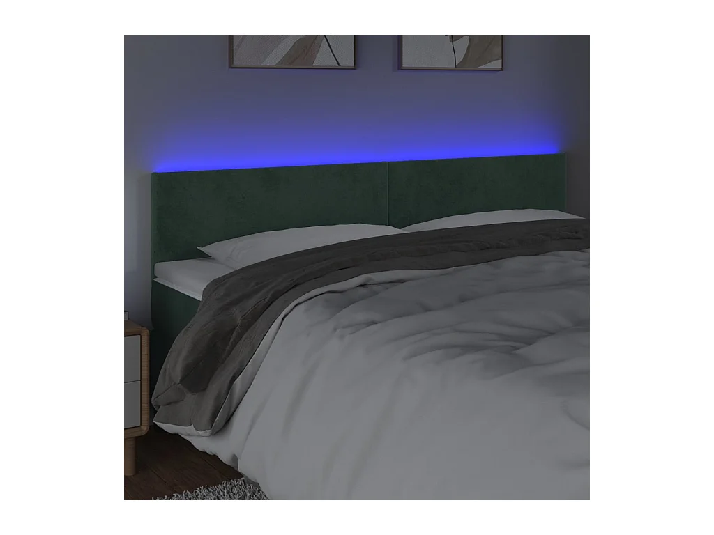 LED Hoofdbord Donkergroen 200x5x78/88 cm Fluweel