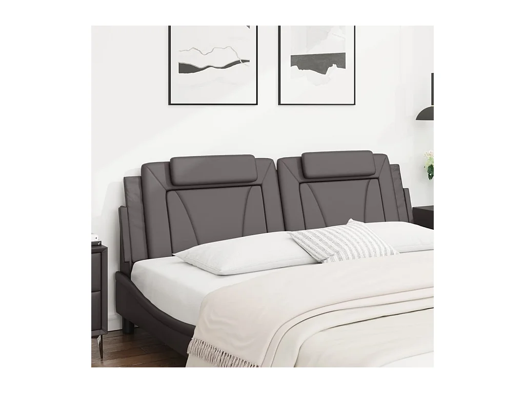 Grijs hoofdbordkussen 180 cm kunstleer