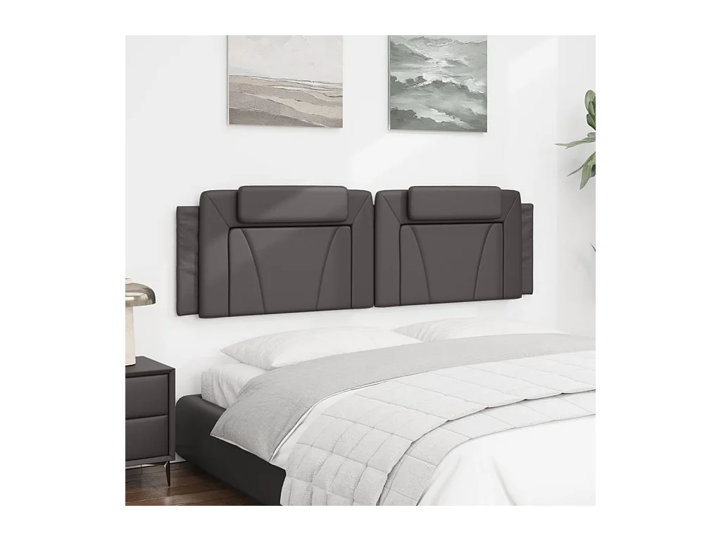 Grijs hoofdbordkussen 180 cm kunstleer