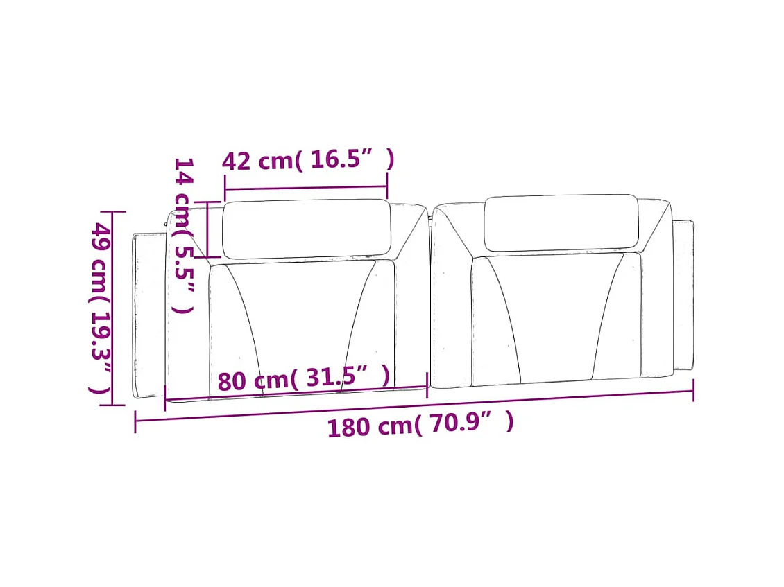 Grijs hoofdbordkussen 180 cm kunstleer