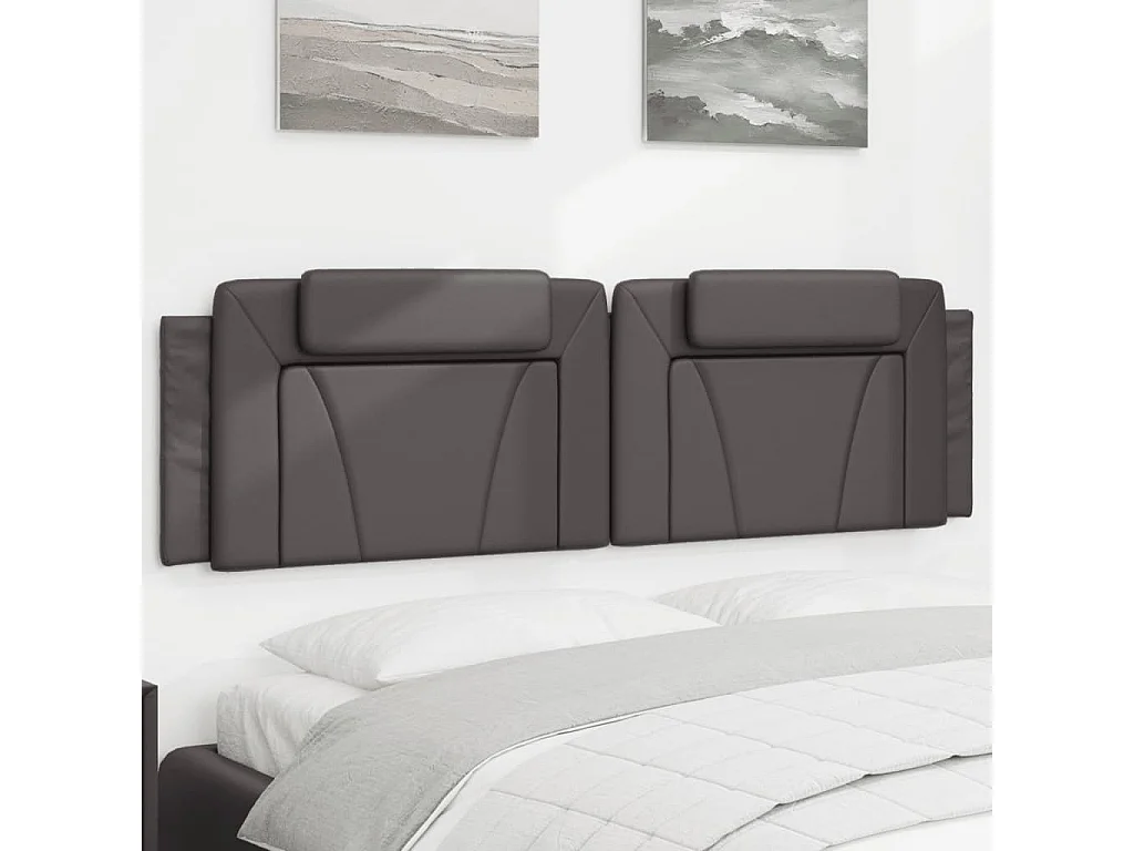 Coussin de tête de lit gris 180 cm similicuir