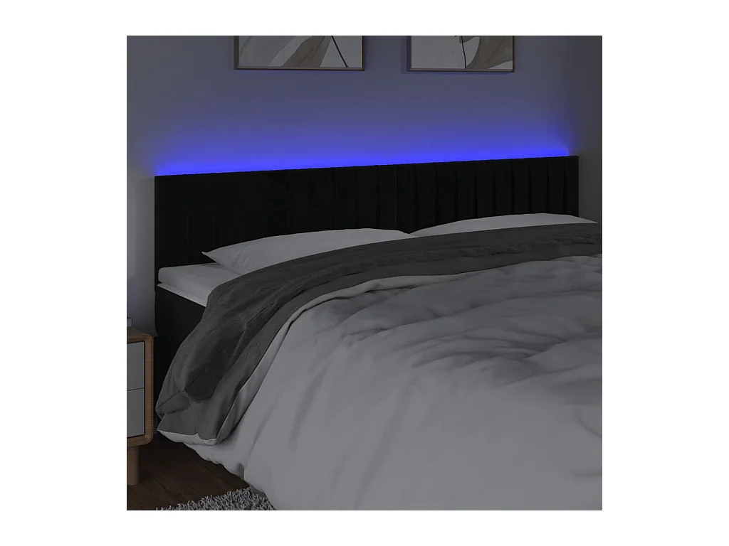 Tête de lit à LED Noir 160x5x78/88 cm Velours