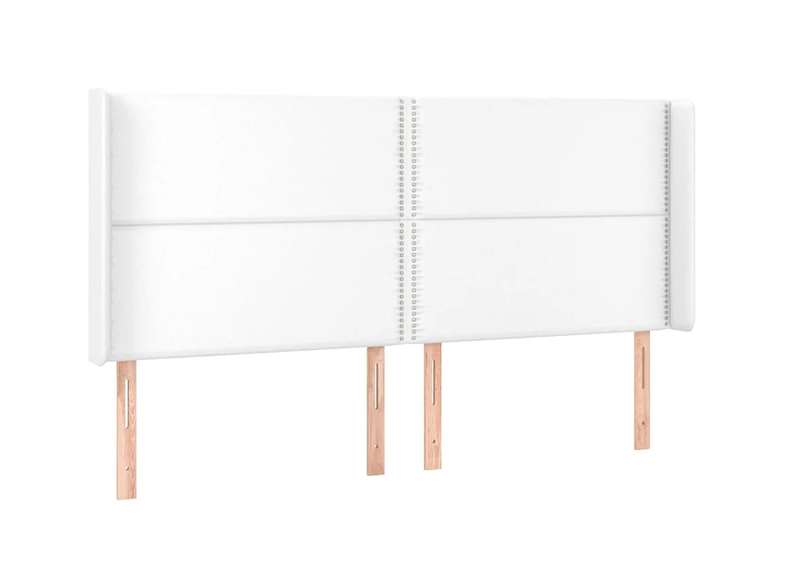 Hoofdbord met vleugels Wit 203x16x118/128 cm Kunstleer