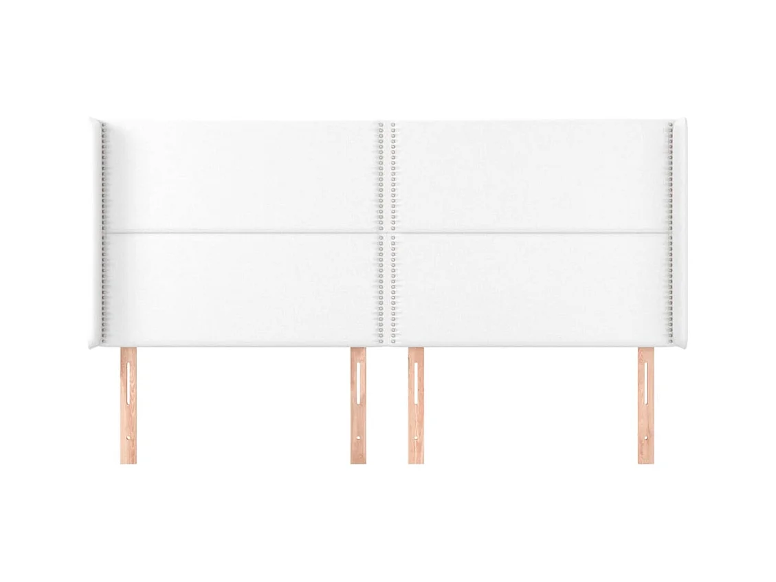 Hoofdbord met vleugels Wit 203x16x118/128 cm Kunstleer