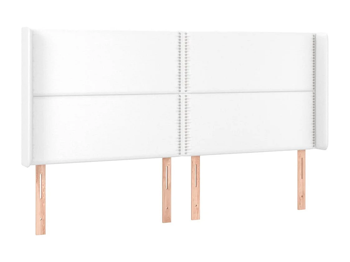 Tête de lit avec oreilles Blanc 203x16x118/128 cm Similicuir