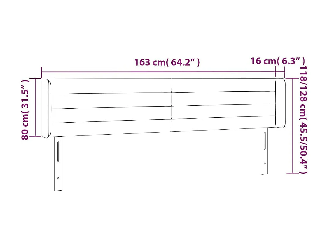 Hoofdbord met vleugels Donkergrijs 163x16x78/88 cm Stof