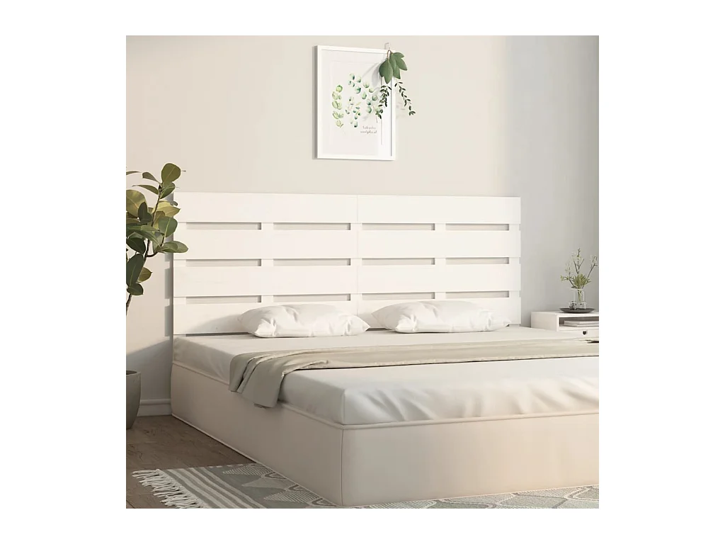 Wit hoofdeinde 160x3x80 cm Massief grenenhout