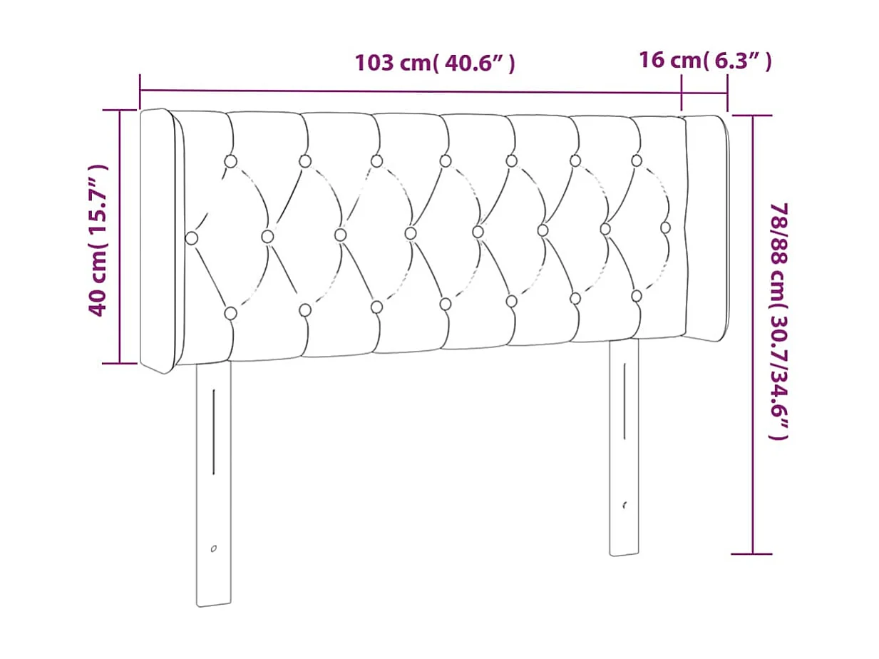 LED Hoofdbord Crème 103x16x78/88 cm Stof