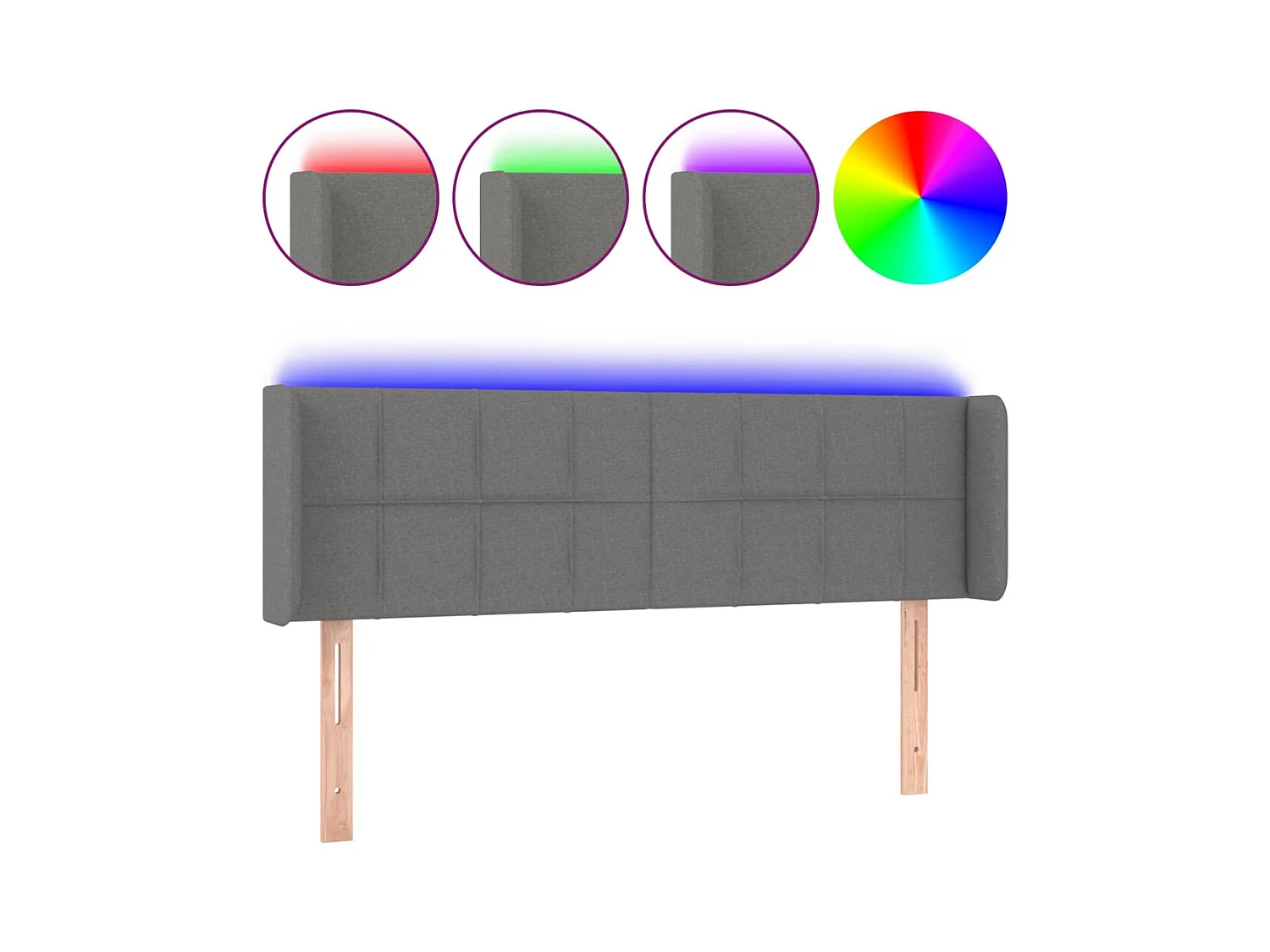 Tête de lit à LED Gris foncé 147x16x78/88 cm Tissu