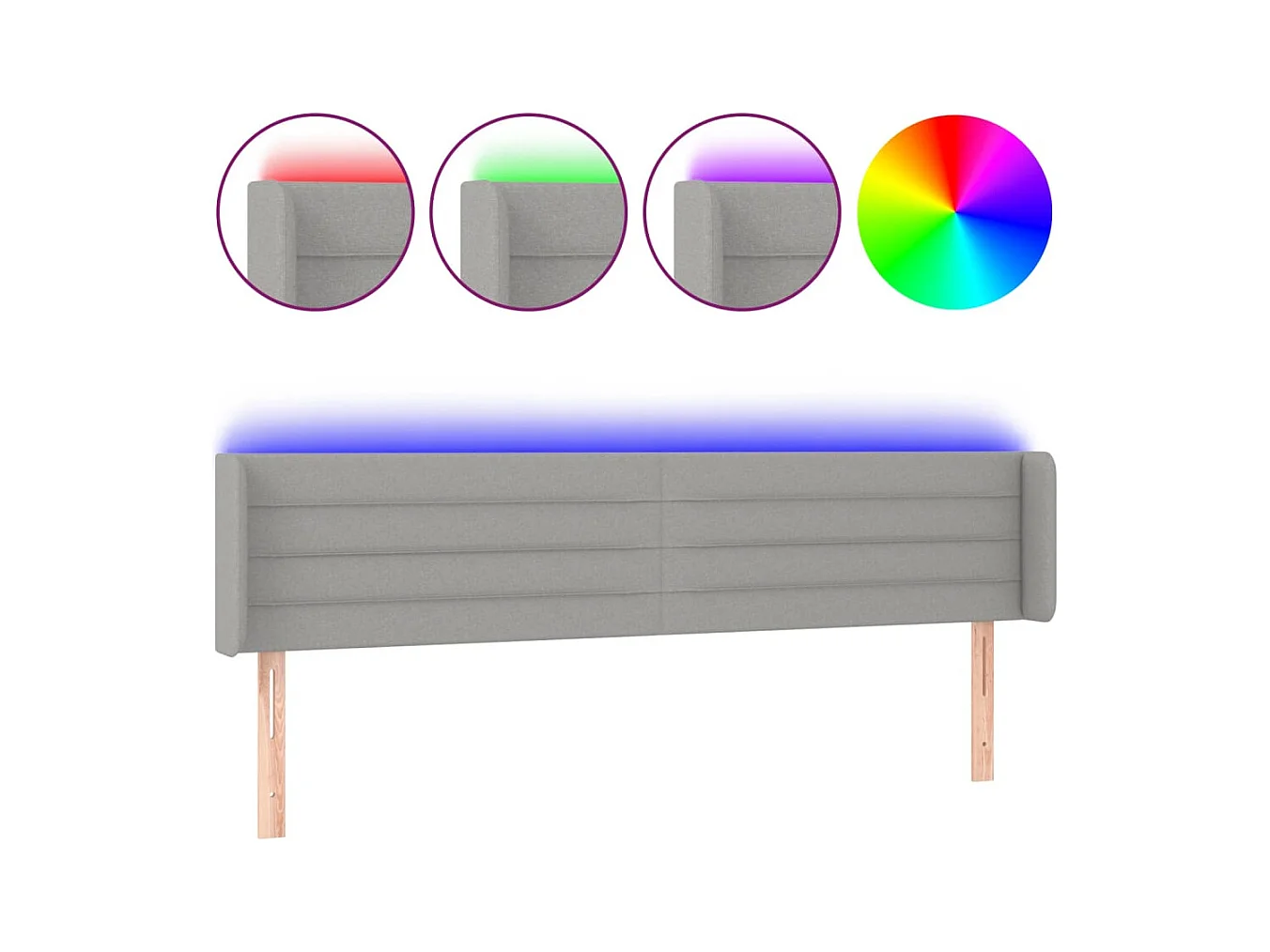 Tête de lit à LED Gris clair 163x16x78/88 cm Tissu