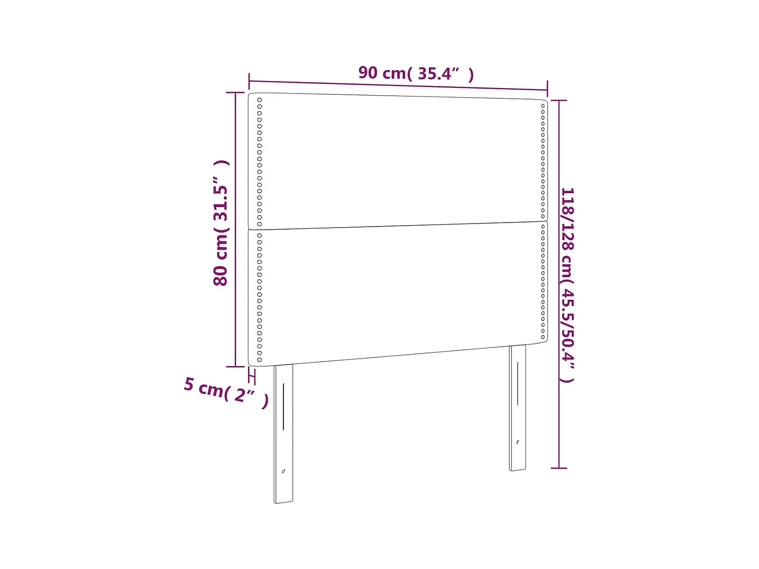 Cabeceros 2 uds Blanco 90x5x78/88 cm Polipiel
