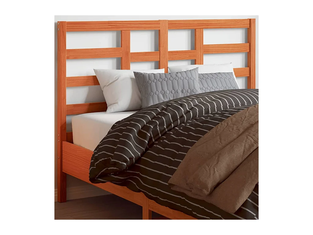 Cabecero encerado marrón 135 cm madera maciza de pino
