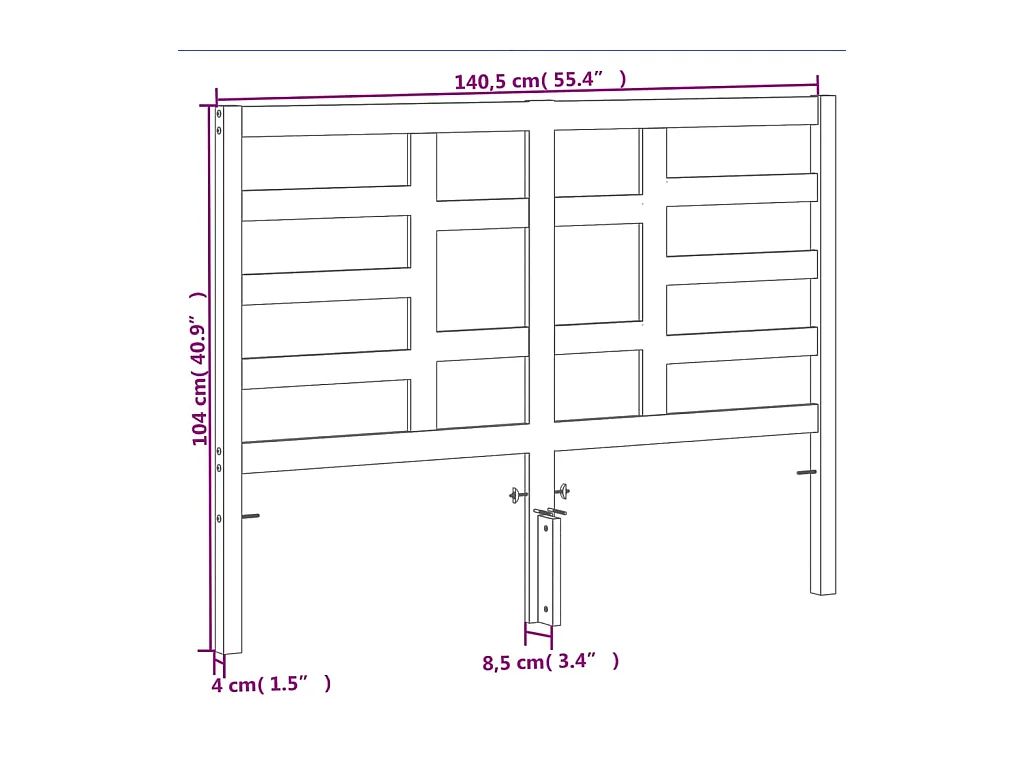 Cabecero encerado marrón 135 cm madera maciza de pino
