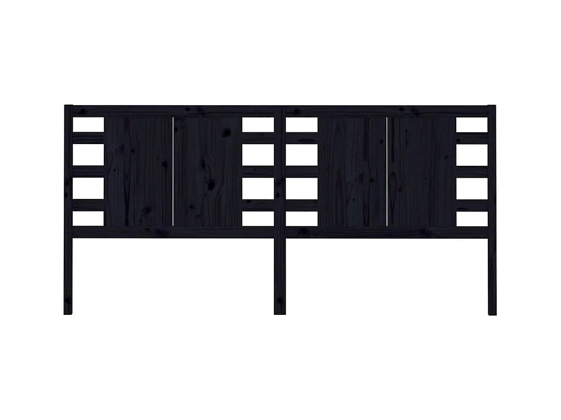 Zwart hoofdbord 206x4x100 cm Massief grenenhout