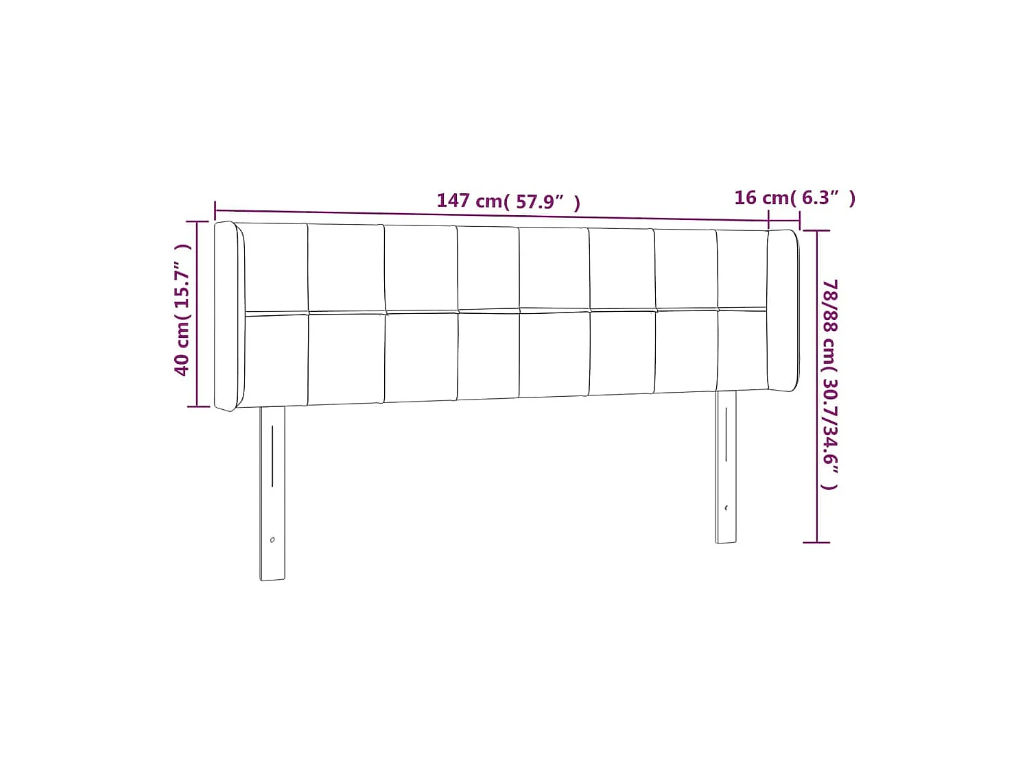 Testiera LED Blu Scuro 147x16x78/88 cm Velluto