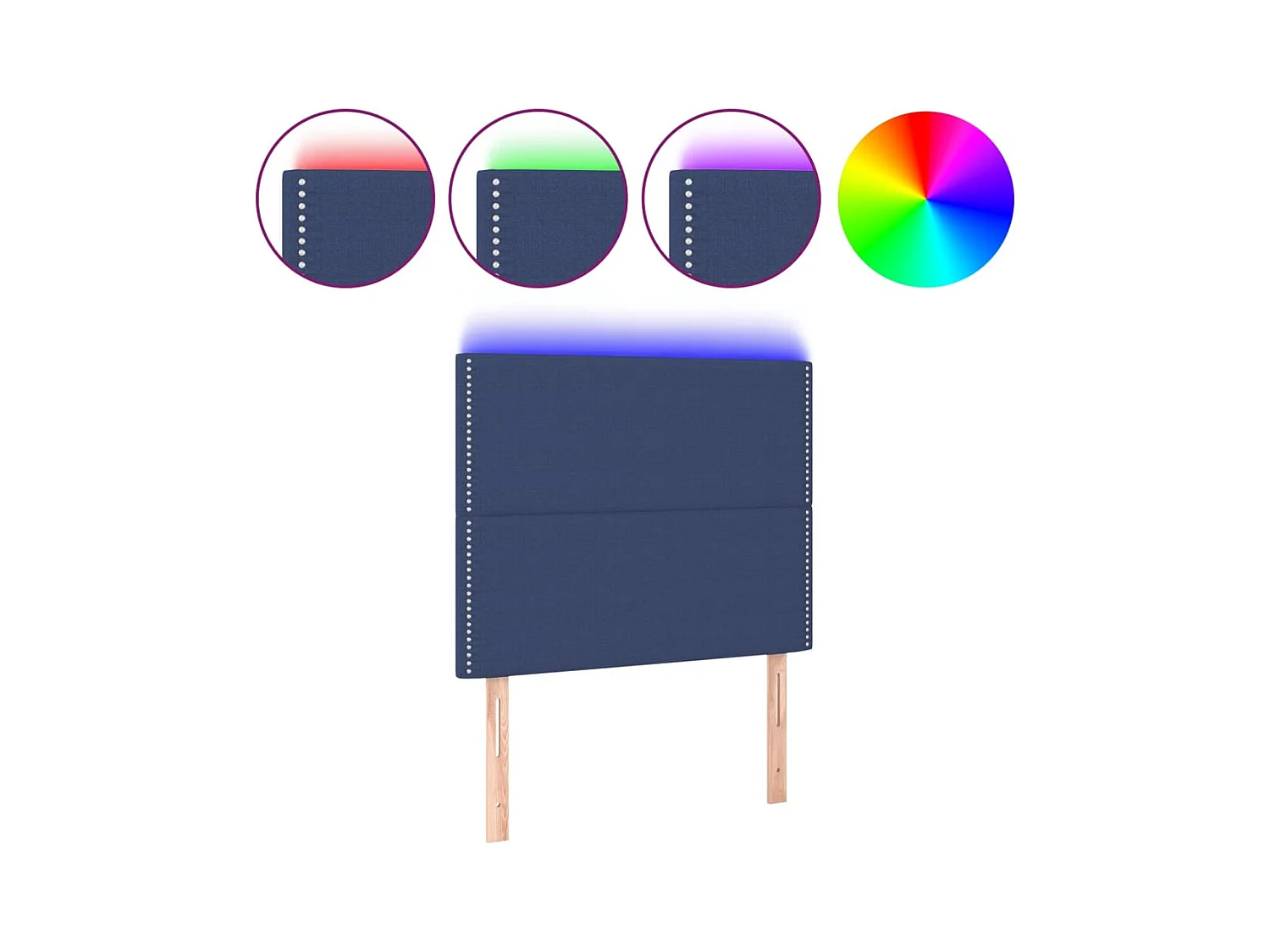 Cabecero LED azul 90x5x118/128 cm Tela