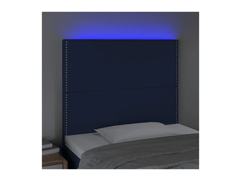 Cabecero LED azul 90x5x118/128 cm Tela