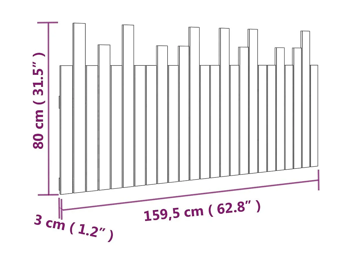 Cabecero de pared 159,5x3x80 cm Madera maciza de pino