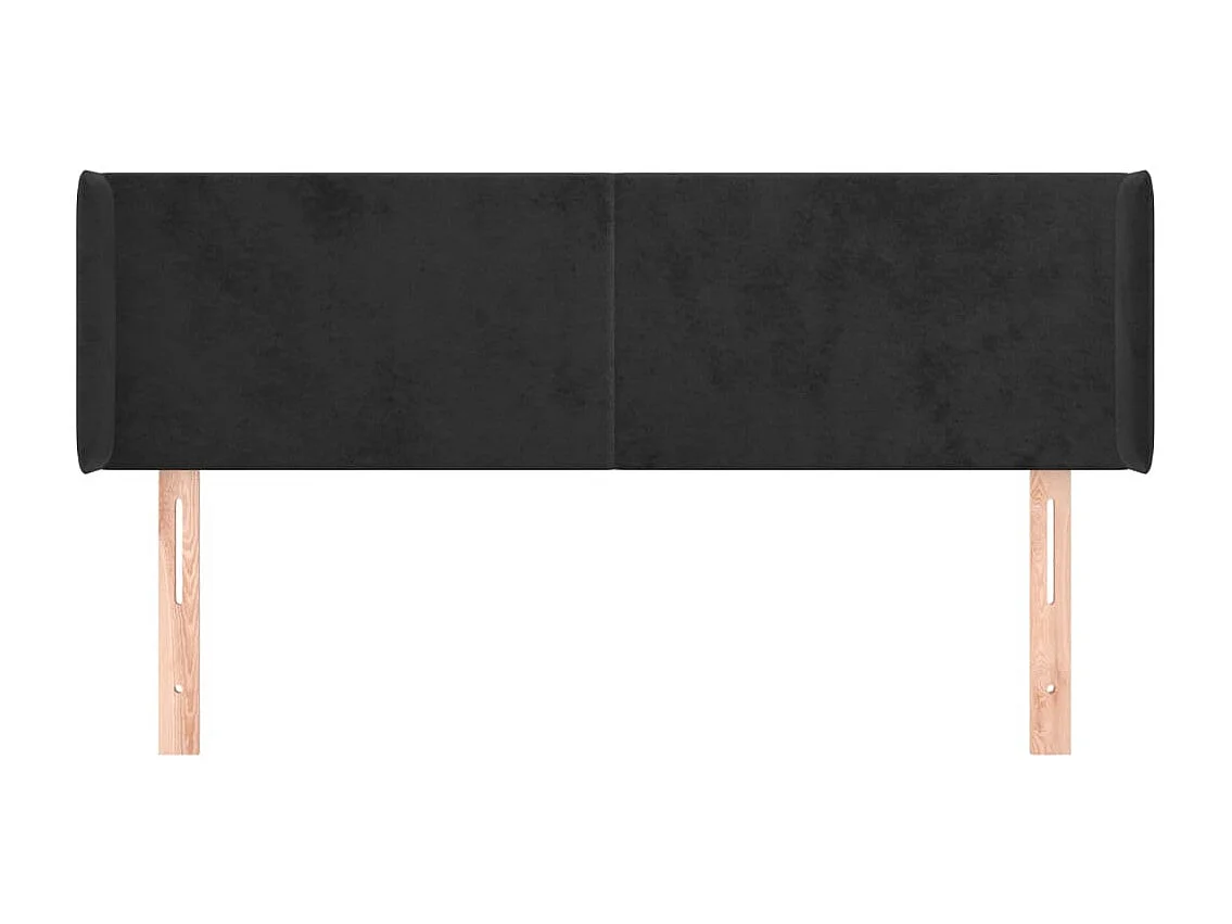 Testiera con ali Nero 147x16x78/88 cm Velluto