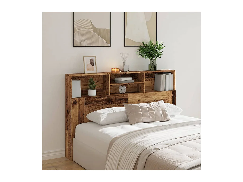 Oude houten hoofdeindekast 160x19x103,5 cm